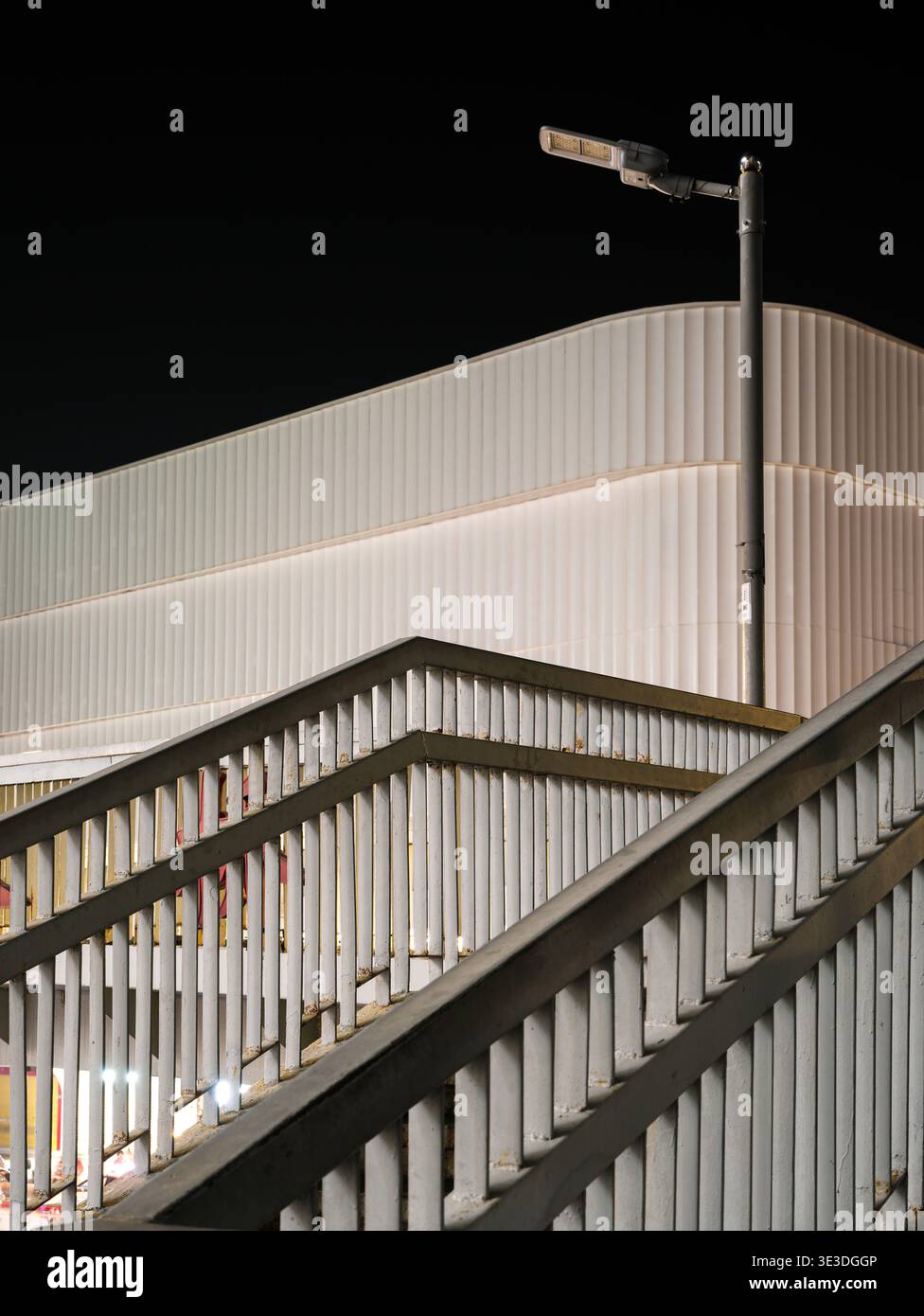 Abstract architectural view of a pedestrian overpass staircase ...