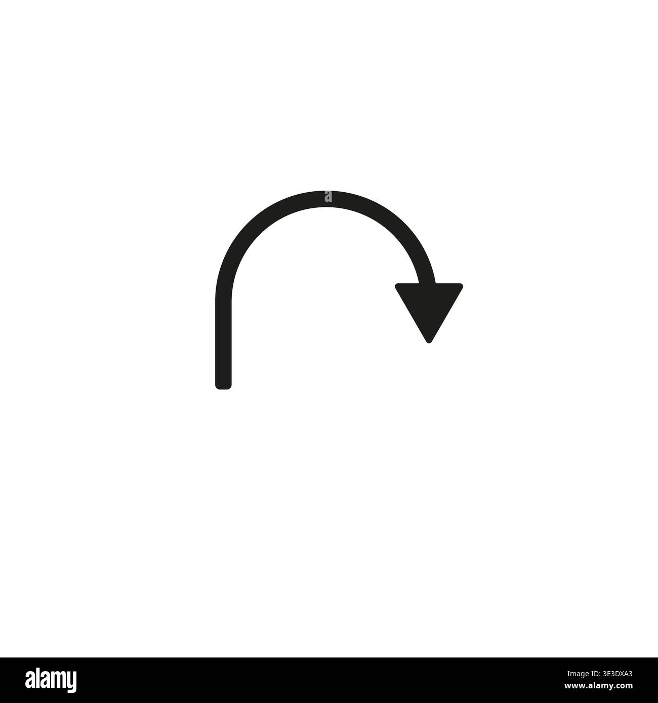 Black go back return arrow icon, simple vector u turn shape pointer flat design pictogram vector elements for app ads web banner button interface elem Stock Vector
