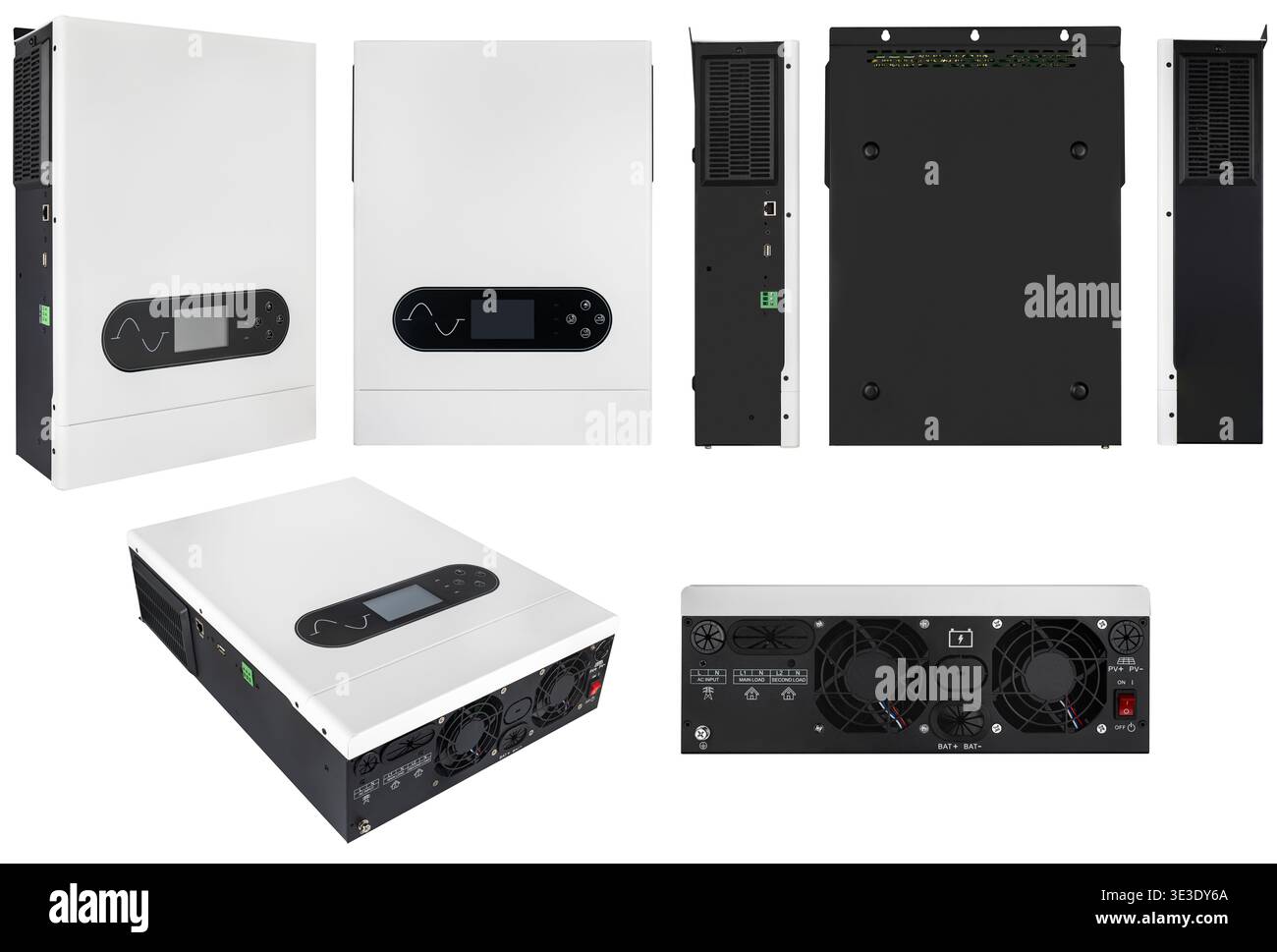 Non-volatile inverter for an apartment with battery backup, on a white background with a drop. Stock Photo