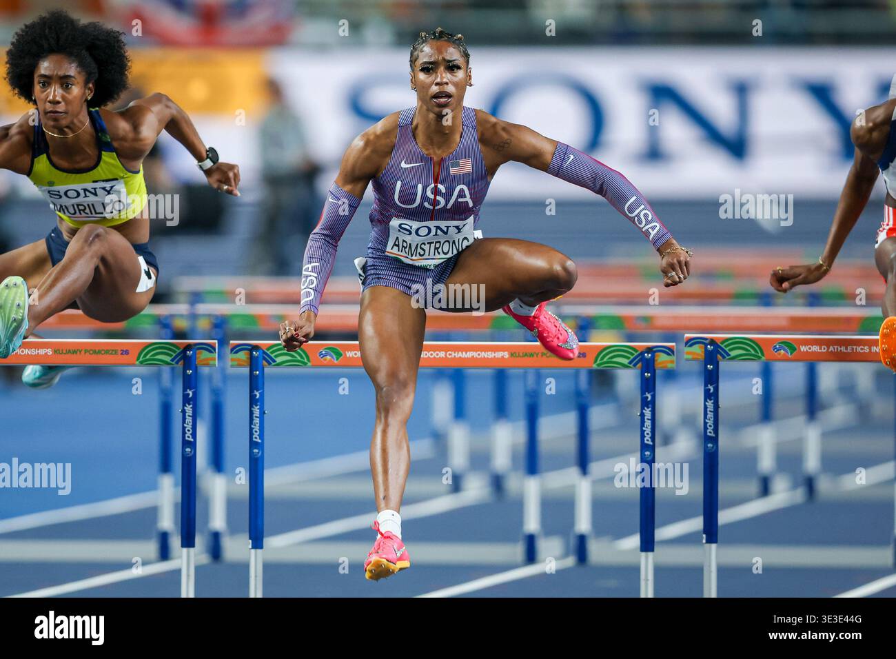 Torun 22.03.2026 World Athletics Indoor Championship Kujawy Pomorze 2026 in Torun, Poland Day Two Halowe Mistrzostwa Swiata Torun 2026 Dzien trzeci n/z Alia ArmstrongFot. Igor Jakubowski / Arena Akcji Stock Photo