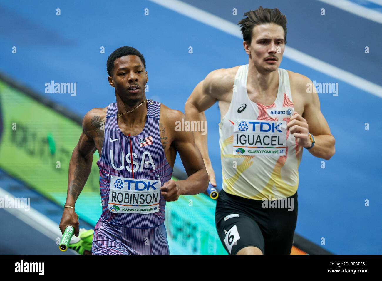 Torun 22.03.2026 World Athletics Indoor Championship Kujawy Pomorze 2026 in Torun, Poland Day Two Halowe Mistrzostwa Swiata Torun 2026 Dzien trzeci n/z Chris Robinson Christian IguacelFot. Igor Jakubowski / Arena Akcji Stock Photo