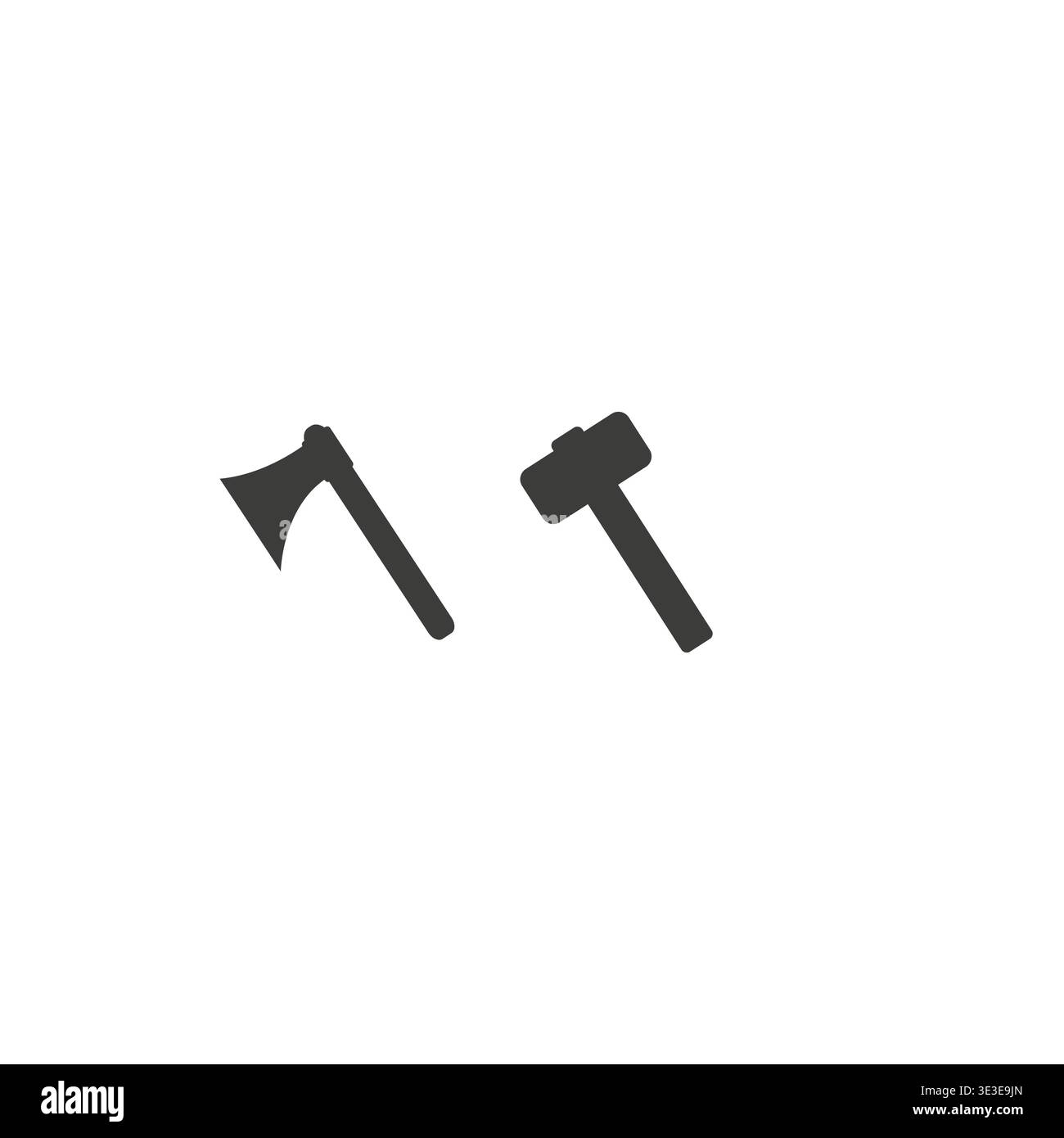 Hammer and Axe Icon Construction Tools Stock Vector