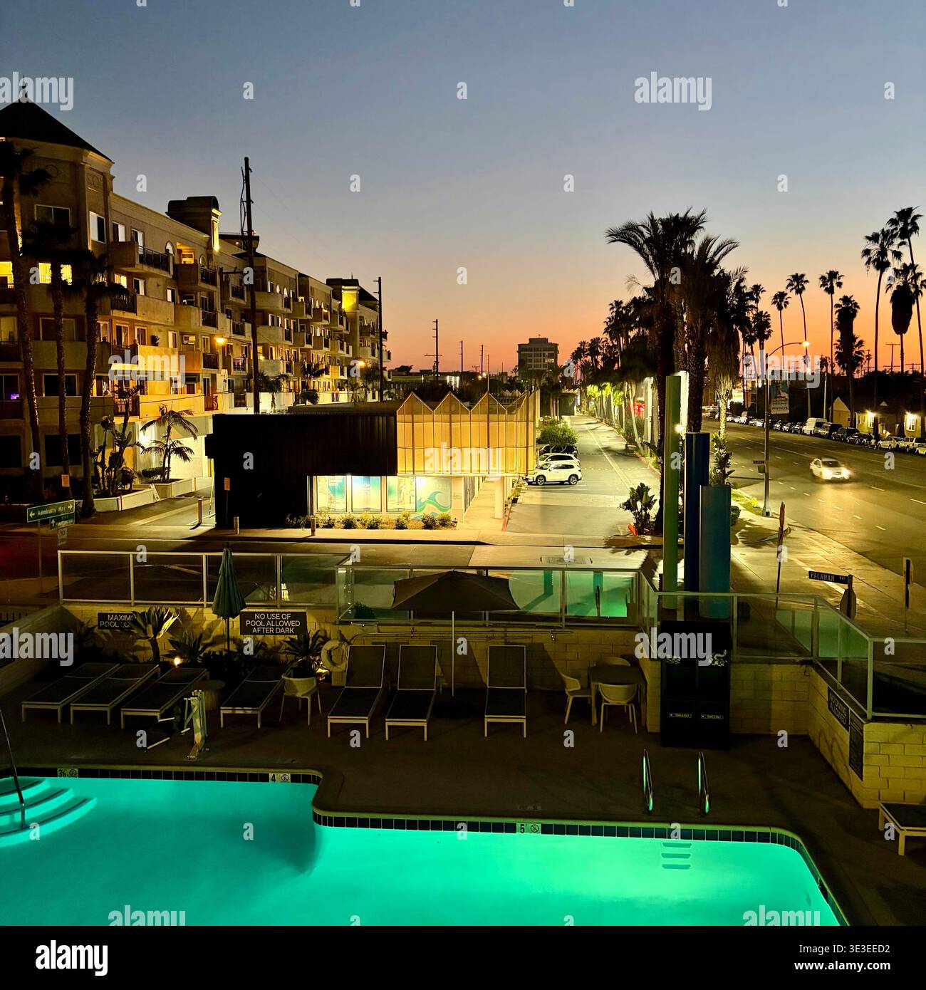 Seen from a hotel at sunset in Marina Del Rey, California, USA. - Smartphone Captured Stock Image