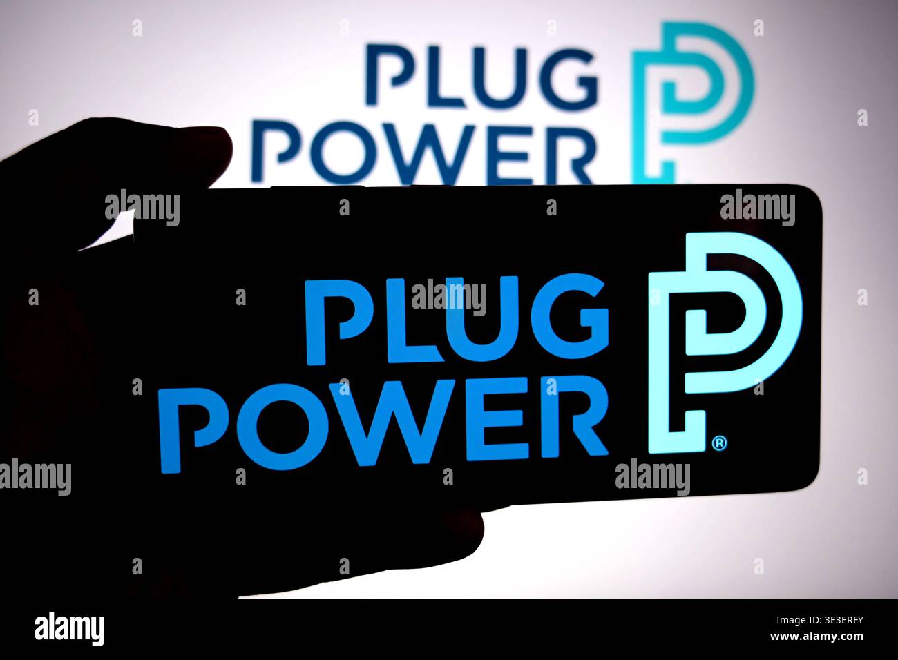 In this photo illustration, the Plug Power Inc logo is seen displayed ...