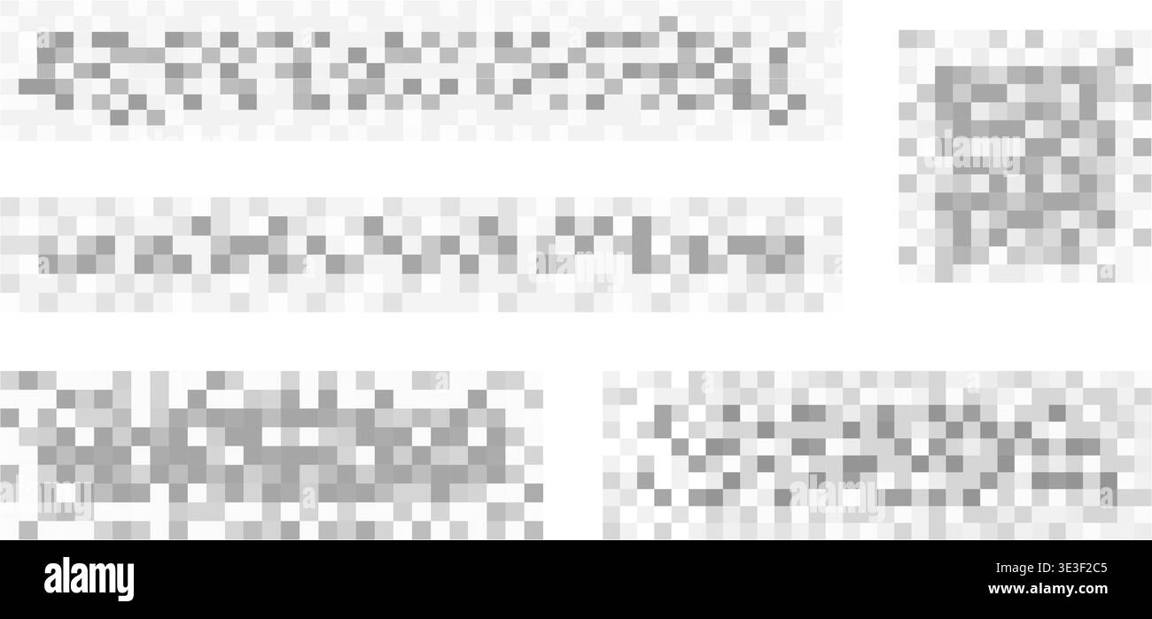 Set of gray censorship checkered textures on white background. Mosaic ...