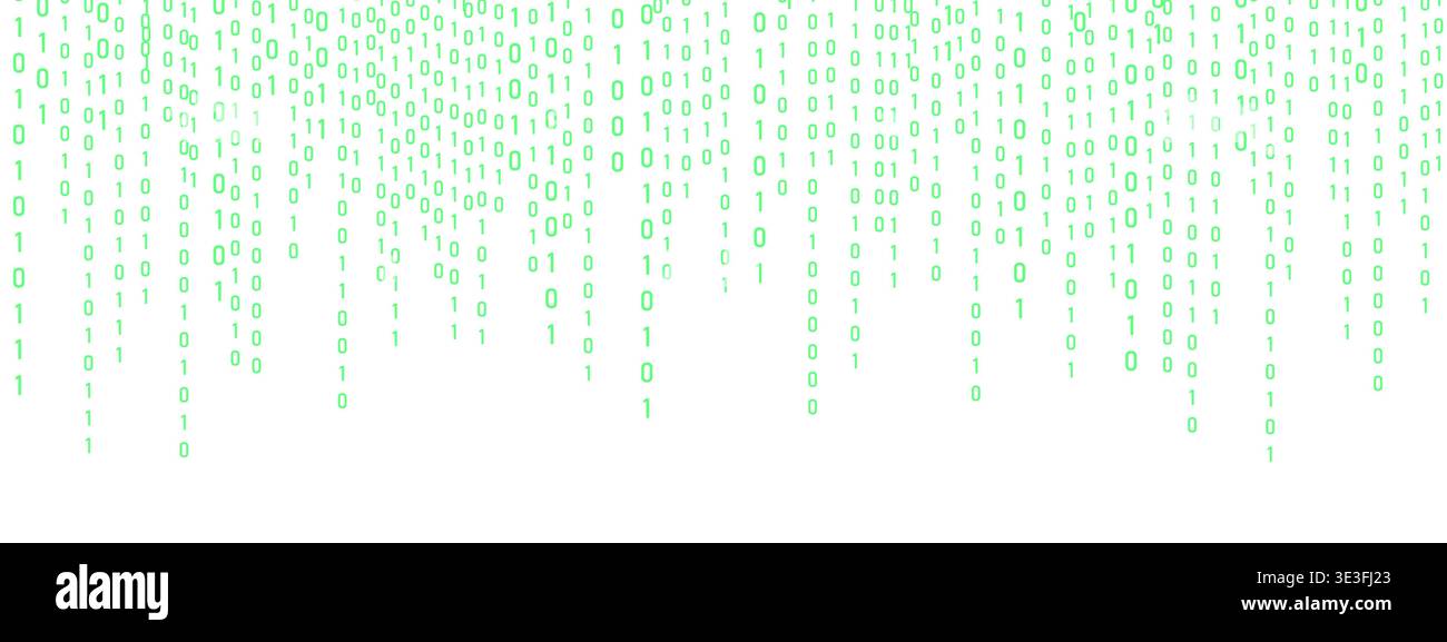 Data flow with light effect. Programming symbols on futuristic backdrop. Abstract green binary code matrix. Cyber security and technology art. Vector Stock Vector