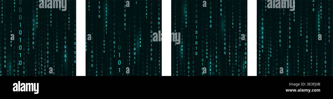 Binary Rain background. Techno crypto currency banner with abstract numbers. Digital data technology concept. Vector illustration Stock Vector