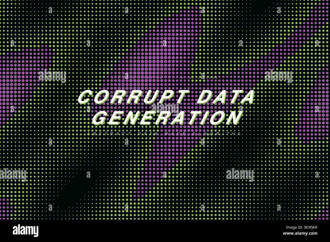 Abstract Cyberpunk Halftone Dot Wave Technology Background, Mathematical Optical Illusion Sci-Fi Neon Grid Pattern Vector Wallpaper, Futuristic Data Stock Vector