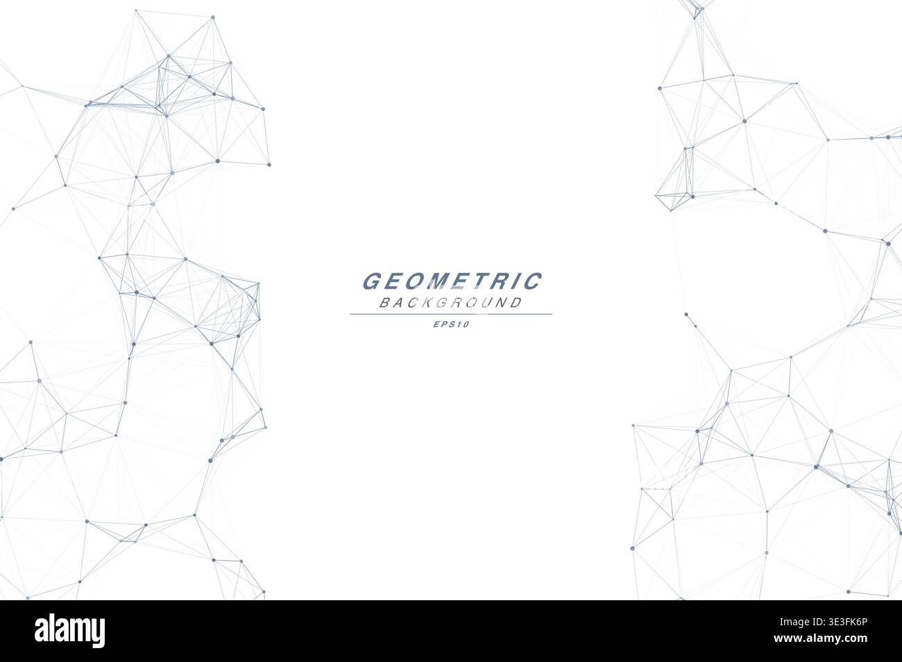 Abstract Split Layout Geometric Network Plexus Background, Connected Dots Lines Technology Copy Space Vector Wallpaper, Futuristic Molecular Web Node Stock Vector