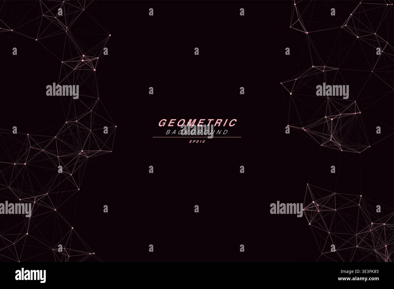 Abstract Split Layout Geometric Network Plexus Background, Connected Dots Lines Technology Copy Space Vector Wallpaper, Futuristic Molecular Web Node Stock Vector