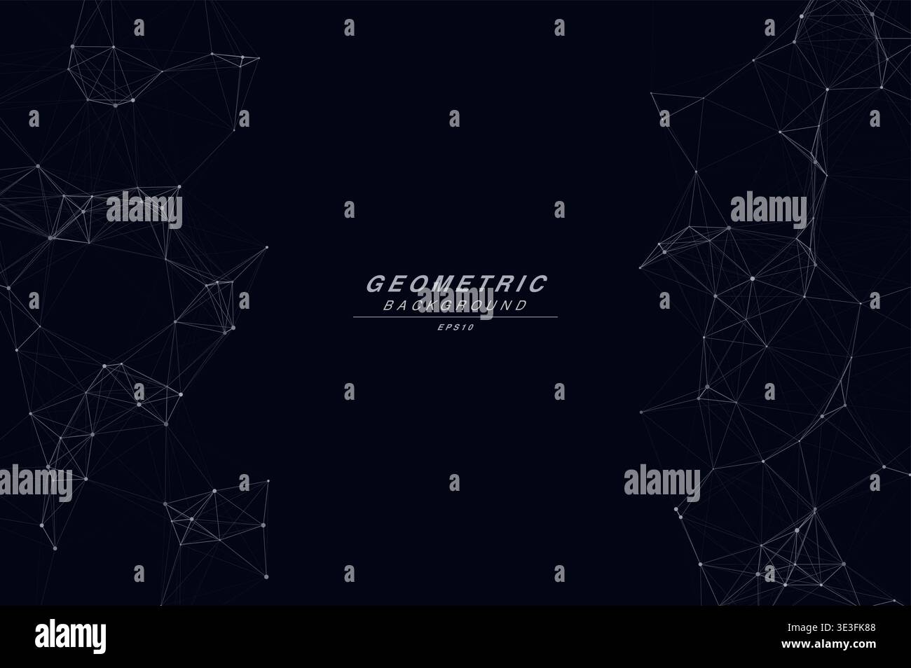 Abstract Split Layout Geometric Network Plexus Background, Connected Dots Lines Technology Copy Space Vector Wallpaper, Futuristic Molecular Web Node Stock Vector