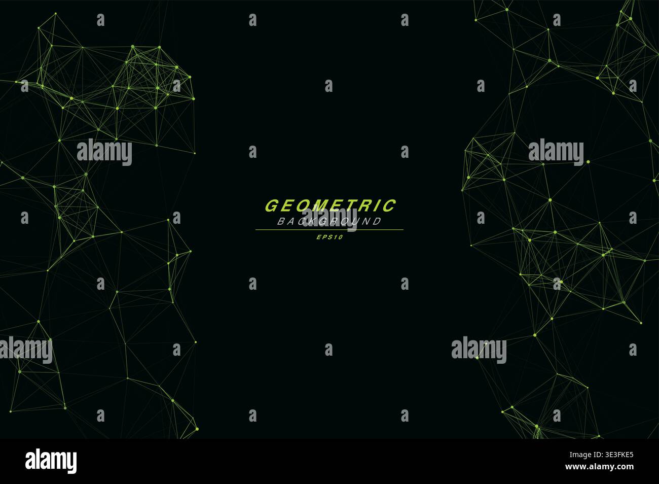 Abstract Split Layout Geometric Network Plexus Background, Connected Dots Lines Technology Copy Space Vector Wallpaper, Futuristic Molecular Web Node Stock Vector