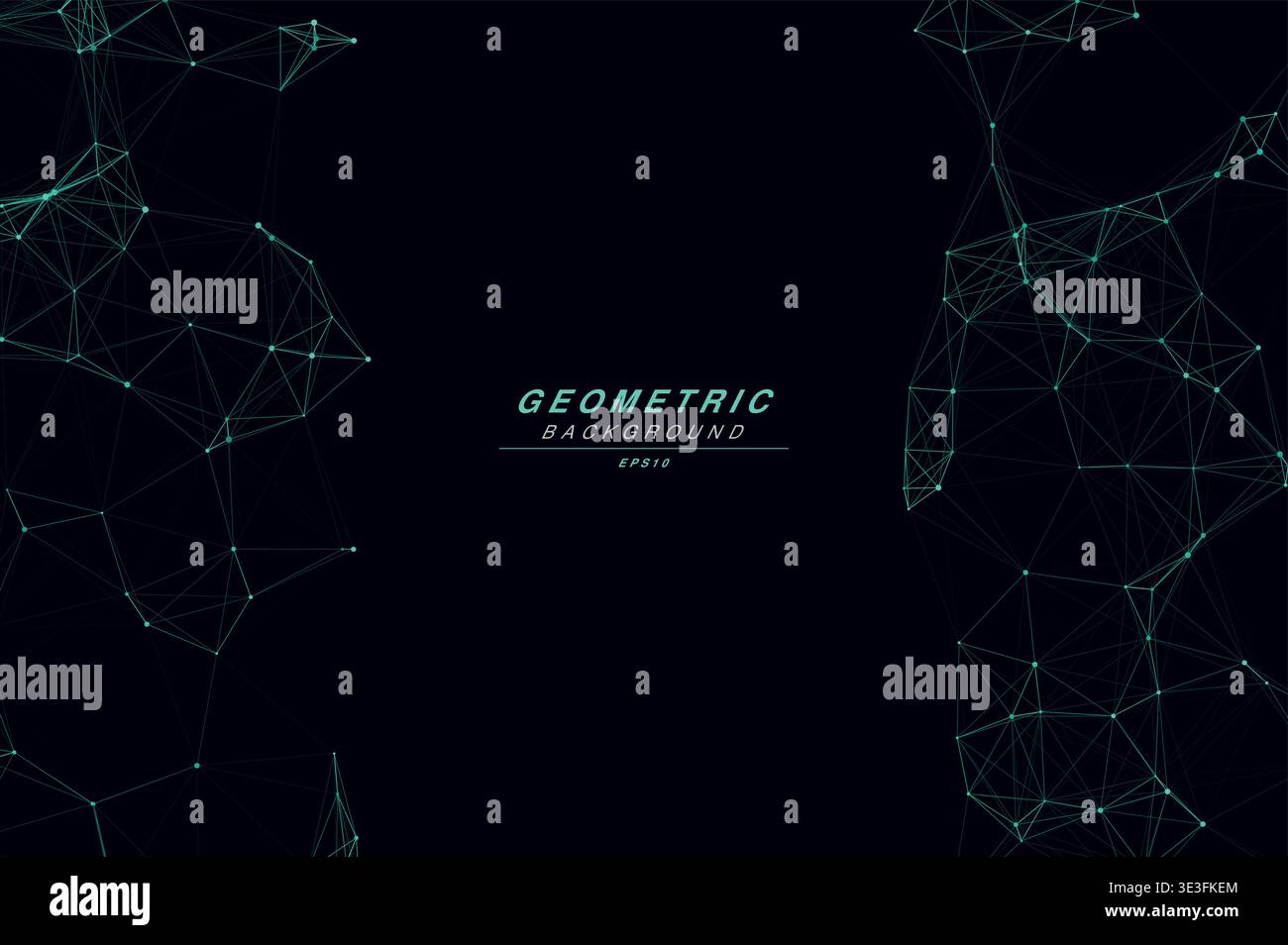 Abstract Split Layout Geometric Network Plexus Background, Connected Dots Lines Technology Copy Space Vector Wallpaper, Futuristic Molecular Web Node Stock Vector