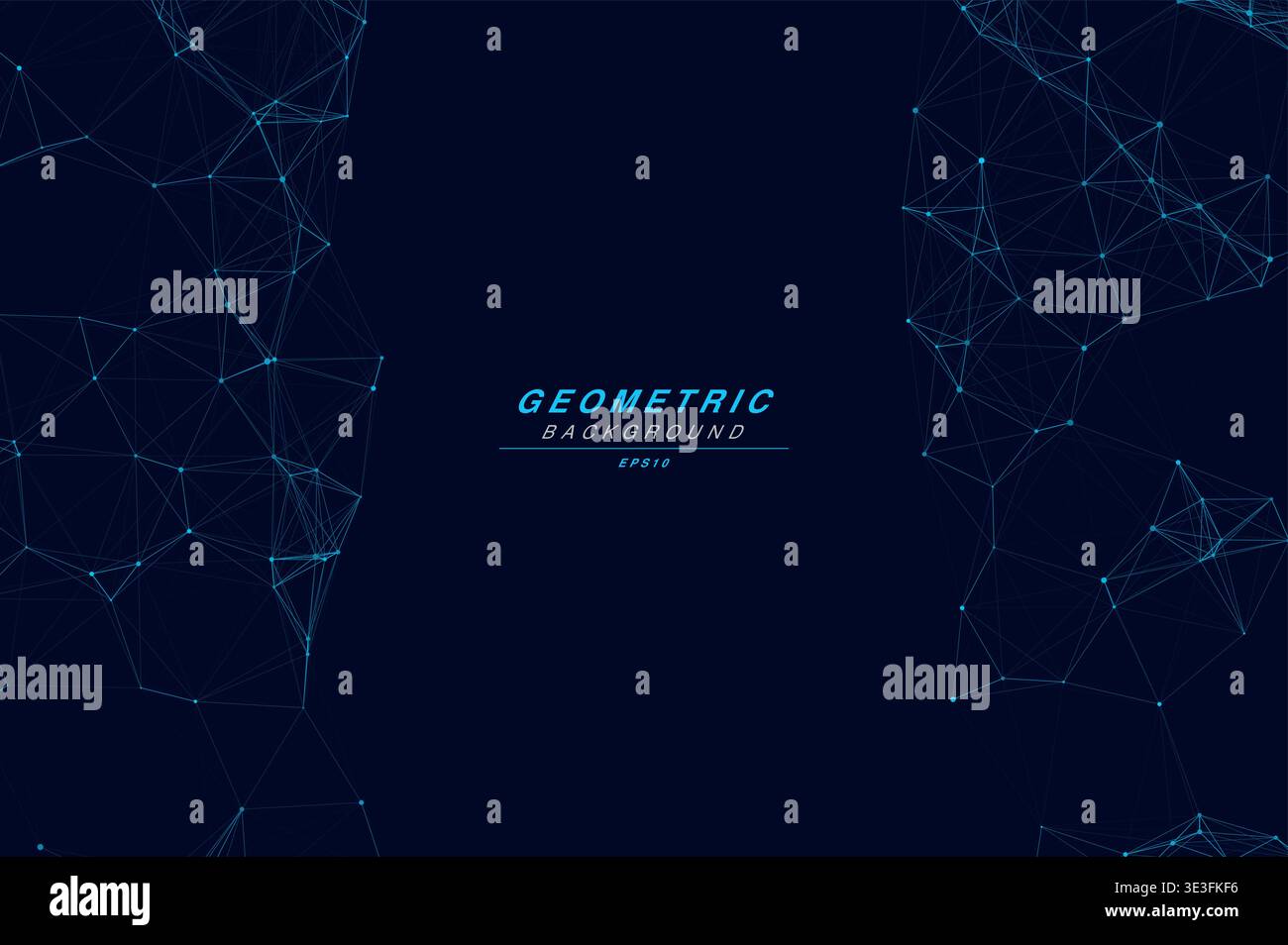 Abstract Split Layout Geometric Network Plexus Background, Connected Dots Lines Technology Copy Space Vector Wallpaper, Futuristic Molecular Web Node Stock Vector