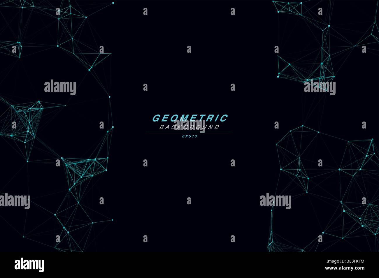 Abstract Split Layout Geometric Network Plexus Background, Connected Dots Lines Technology Copy Space Vector Wallpaper, Futuristic Molecular Web Node Stock Vector