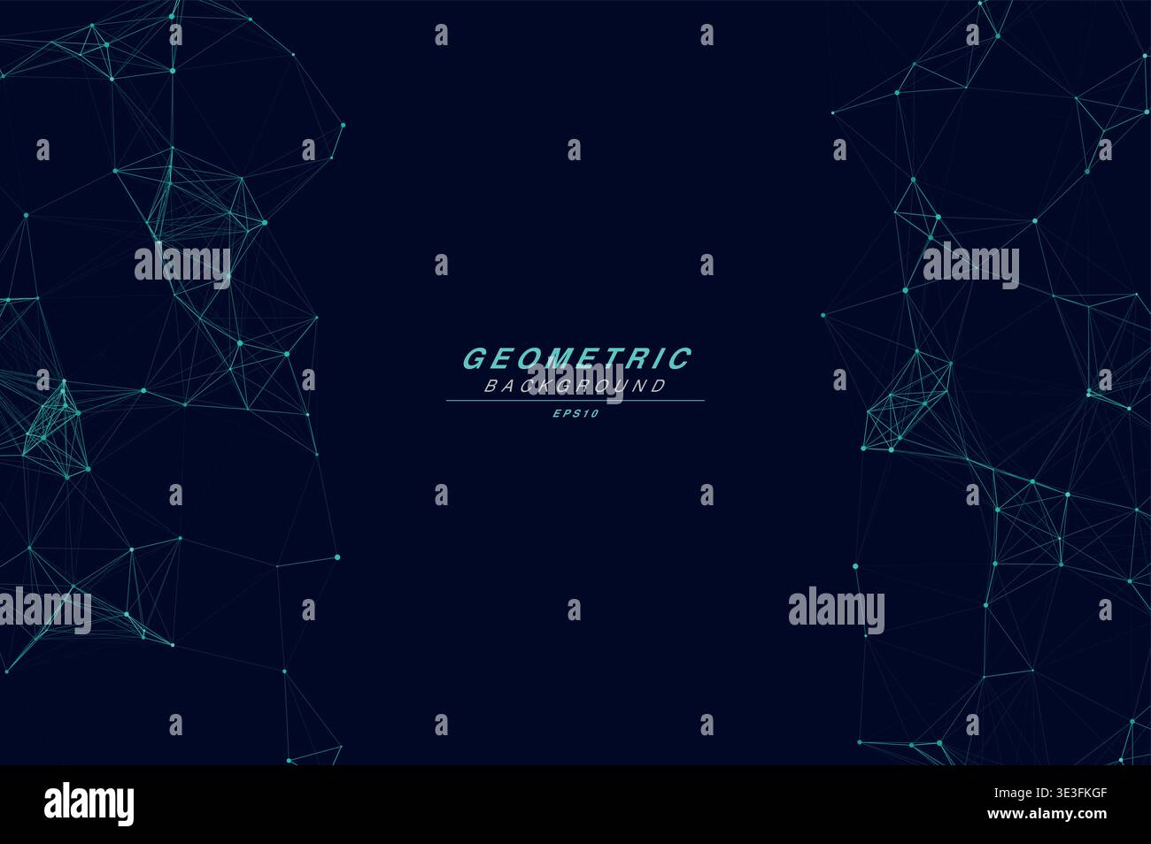 Abstract Split Layout Geometric Network Plexus Background, Connected Dots Lines Technology Copy Space Vector Wallpaper, Futuristic Molecular Web Node Stock Vector