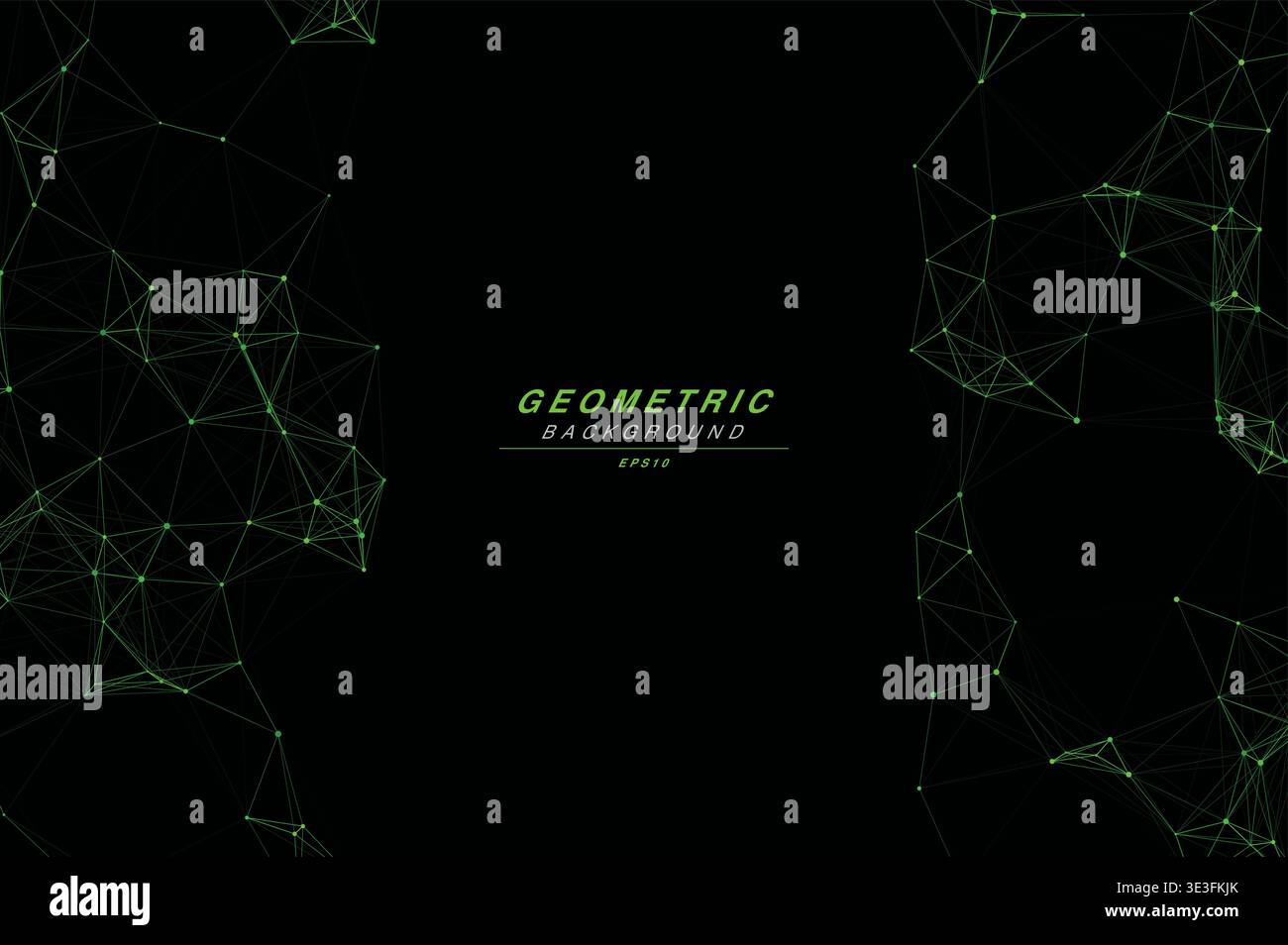 Abstract Split Layout Geometric Network Plexus Background, Connected Dots Lines Technology Copy Space Vector Wallpaper, Futuristic Molecular Web Node Stock Vector