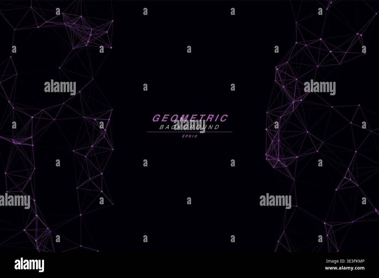 Abstract Split Layout Geometric Network Plexus Background, Connected Dots Lines Technology Copy Space Vector Wallpaper, Futuristic Molecular Web Node Stock Vector