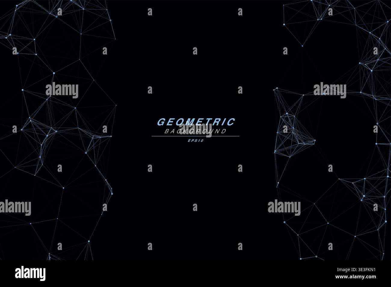 Abstract Split Layout Geometric Network Plexus Background, Connected Dots Lines Technology Copy Space Vector Wallpaper, Futuristic Molecular Web Node Stock Vector