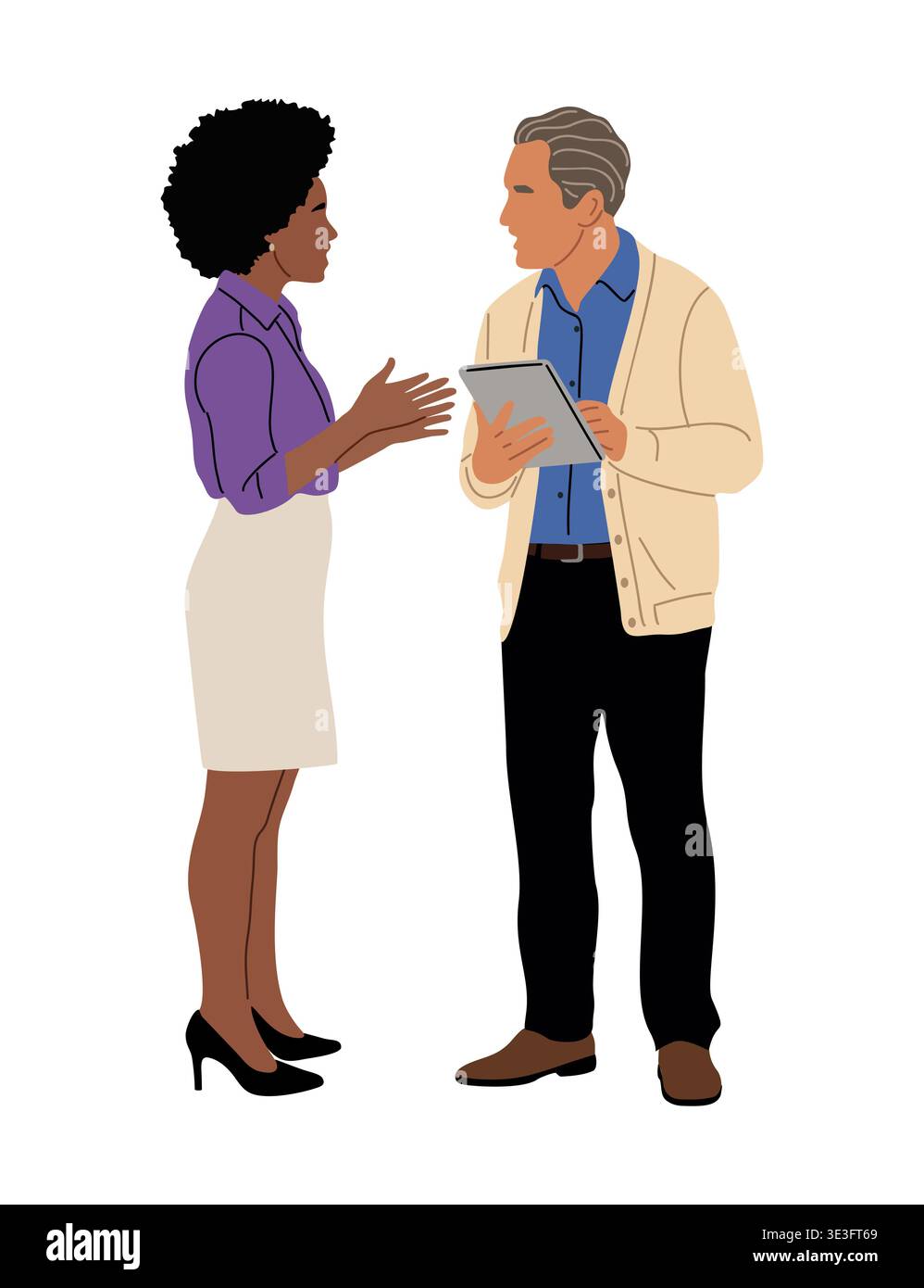 Two professionals in discussion isolated on white Stock Vector