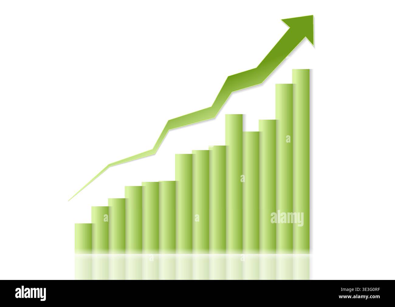 Abstract green growing financial linear graph chart background. Vector arrow tech design Stock Vector