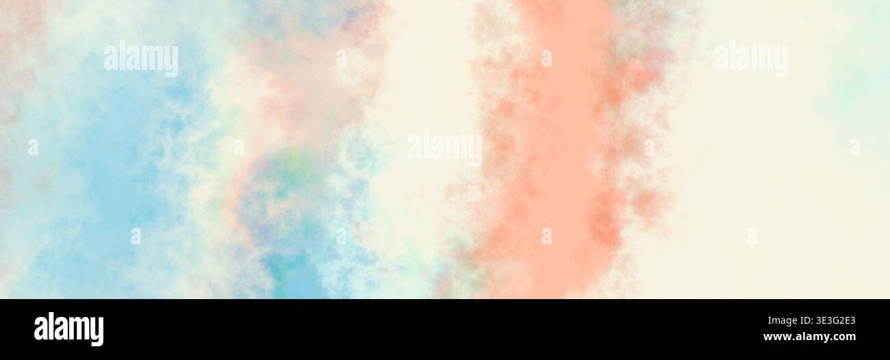Abstract soft pastel watercolor background texture in blue and peach Stock Photo