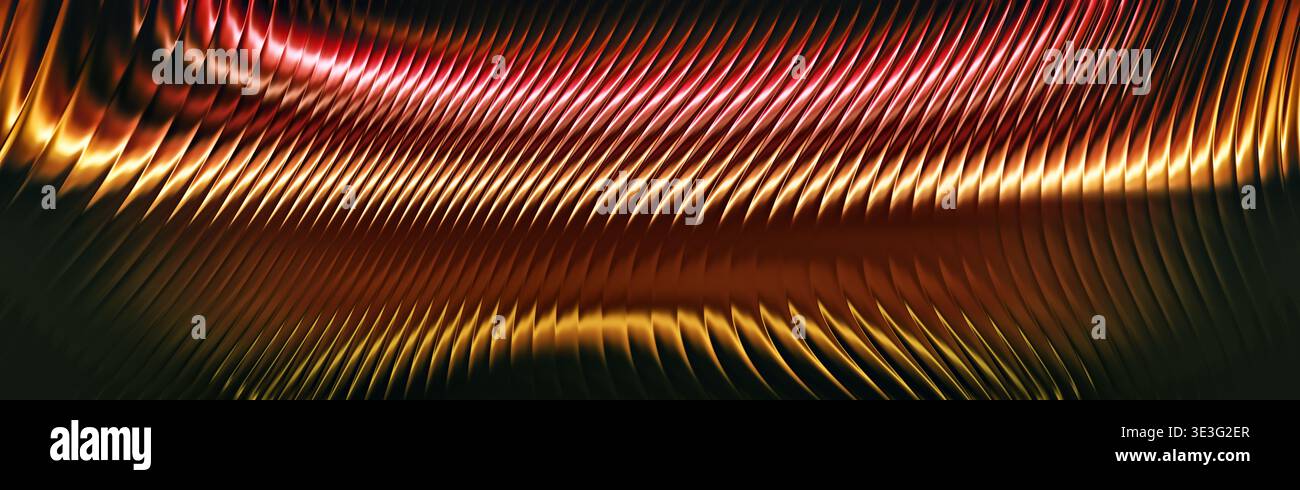 Red Background Ribbed Abstract Red Gold Metallic Ribbed Wave Background with Glossy Curved ...