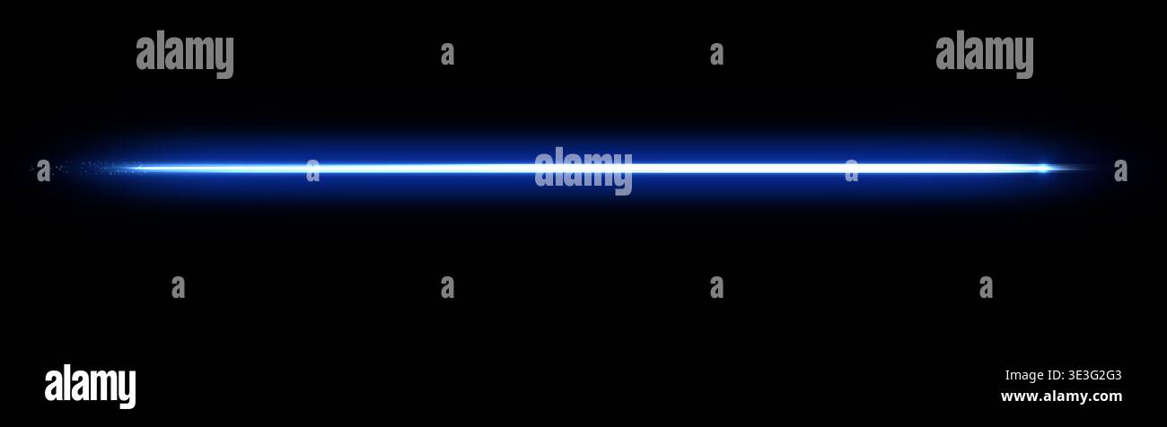 Blue Glowing Laser Beam Isolated on Black Stock Photo