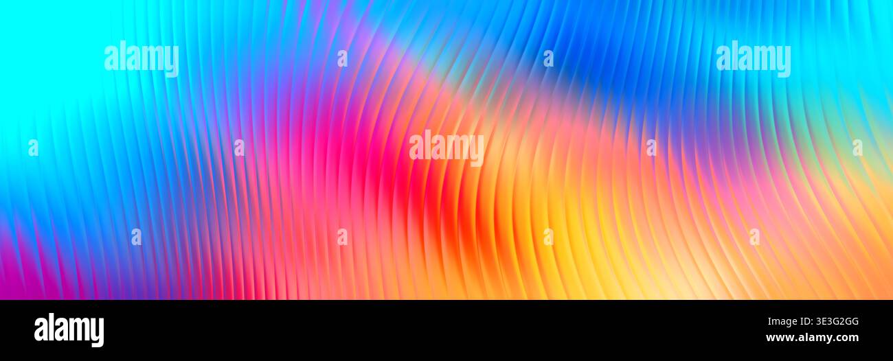 Abstract Vibrant Gradient Waves Background in Blue Pink Stock Photo