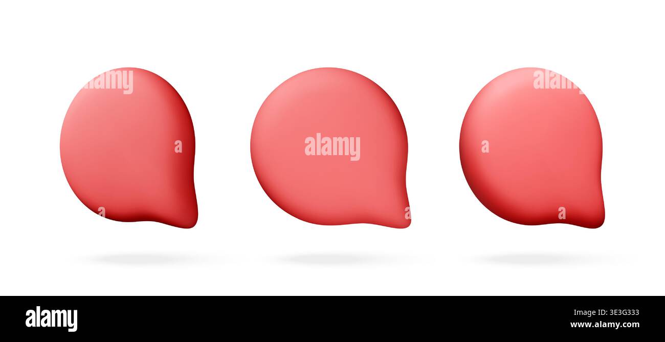 Three red speech bubbles in 3D style. Stock Vector