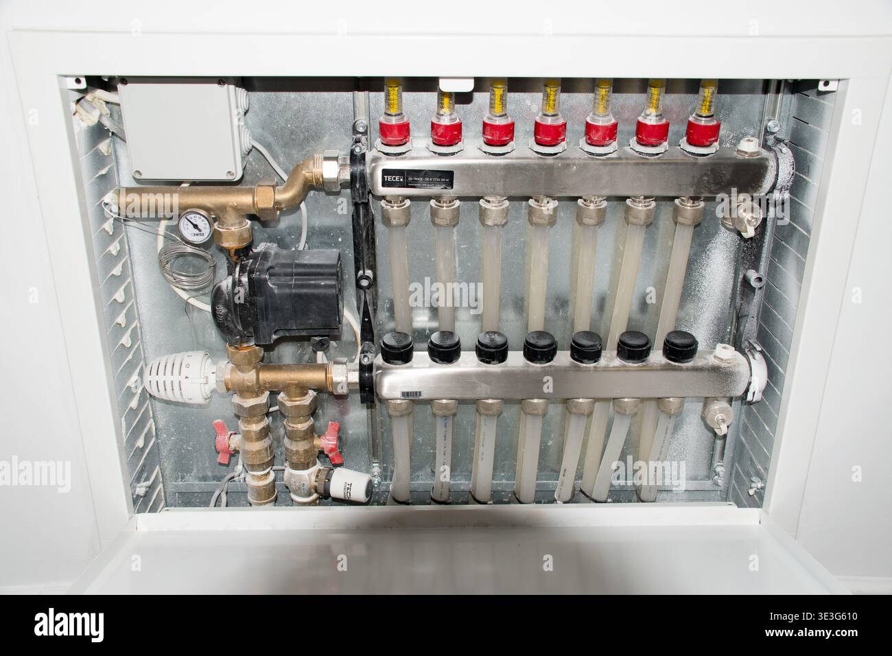 Water floor heating system close up. Stock Photo