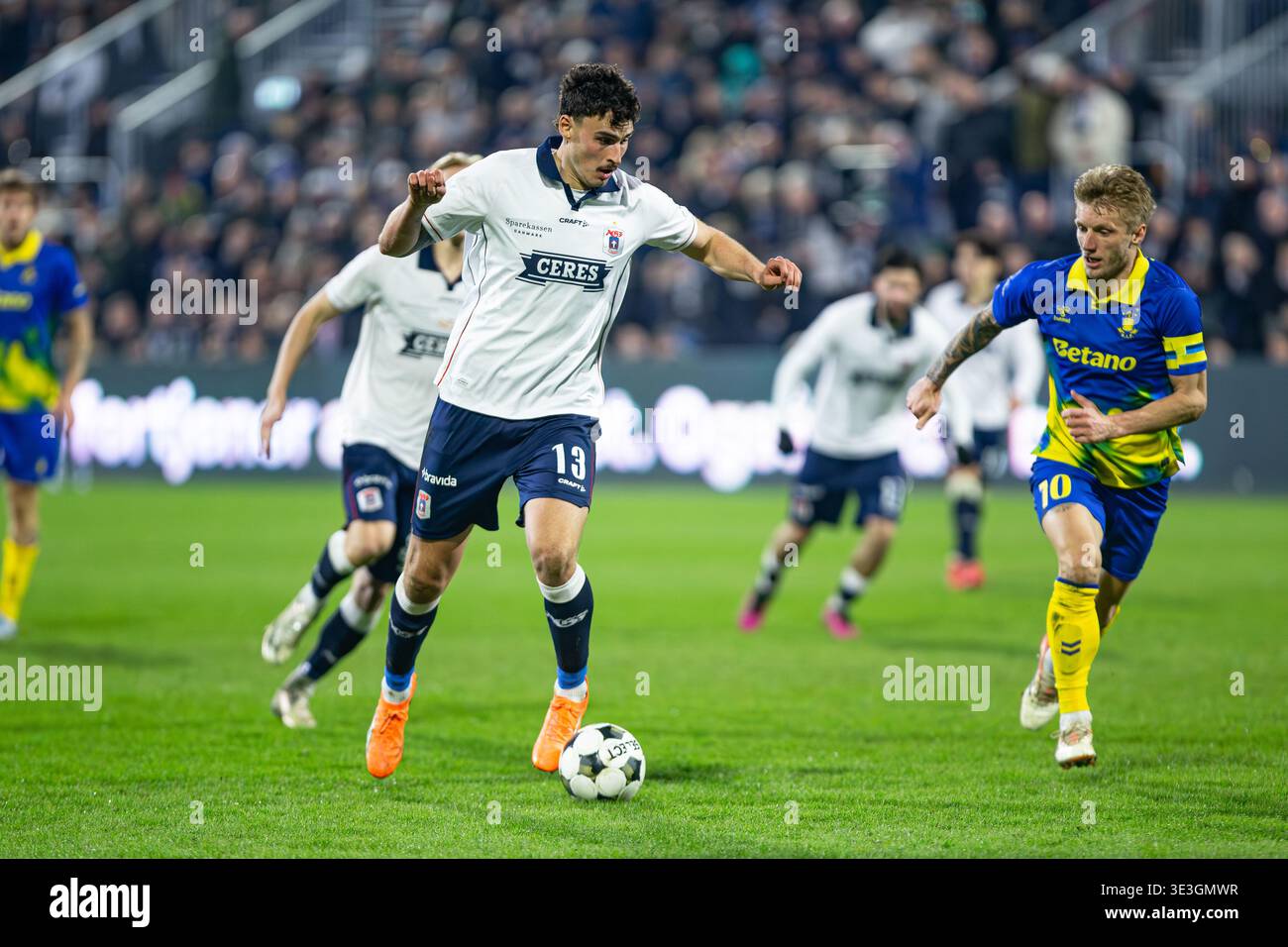 Aarhus, Denmark. 22nd Mar, 2026. Janni Serra (13) of Aarhus GF seen during  the 3F Superliga match between Aarhus GF and Broendby IF at Ceres Park  Vejlby in Aarhus. Credit: Gonzales Photo/Alamy