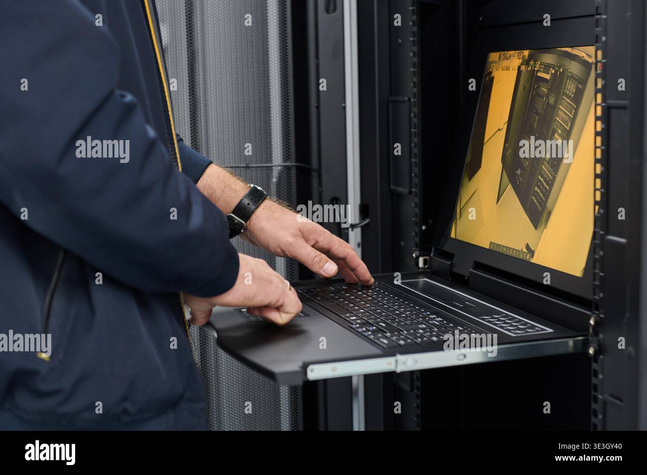 Technician types on rack hi-res stock photography and images - Alamy