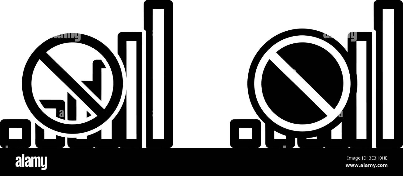 Black and white vector icons representing limited or disabled mobile ...