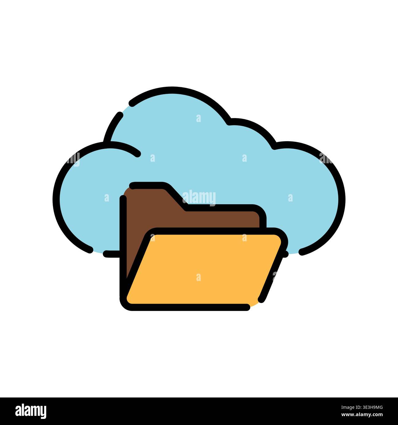 cloud storage color line icon. Vector isolated element. Editable stroke. Stock Vector