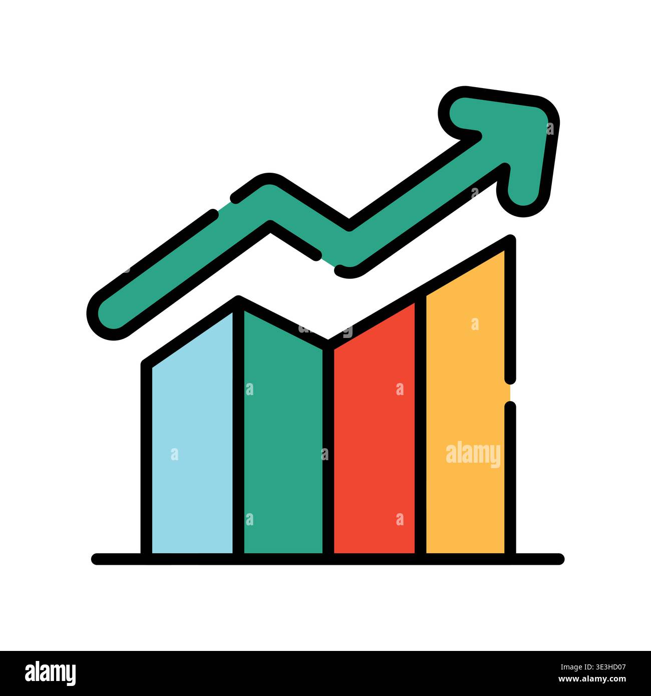 growth chart color line icon. Vector isolated element. Editable stroke. Stock Vector
