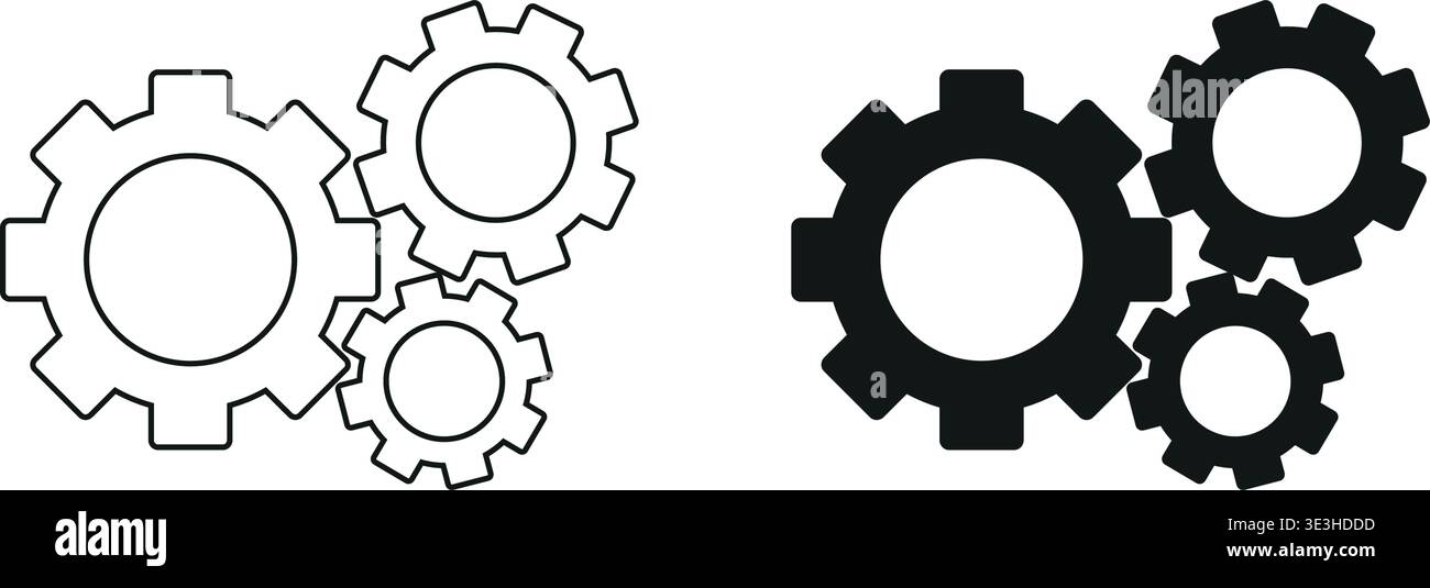 Vector icon showing multiple interlocking gears Stock Vector
