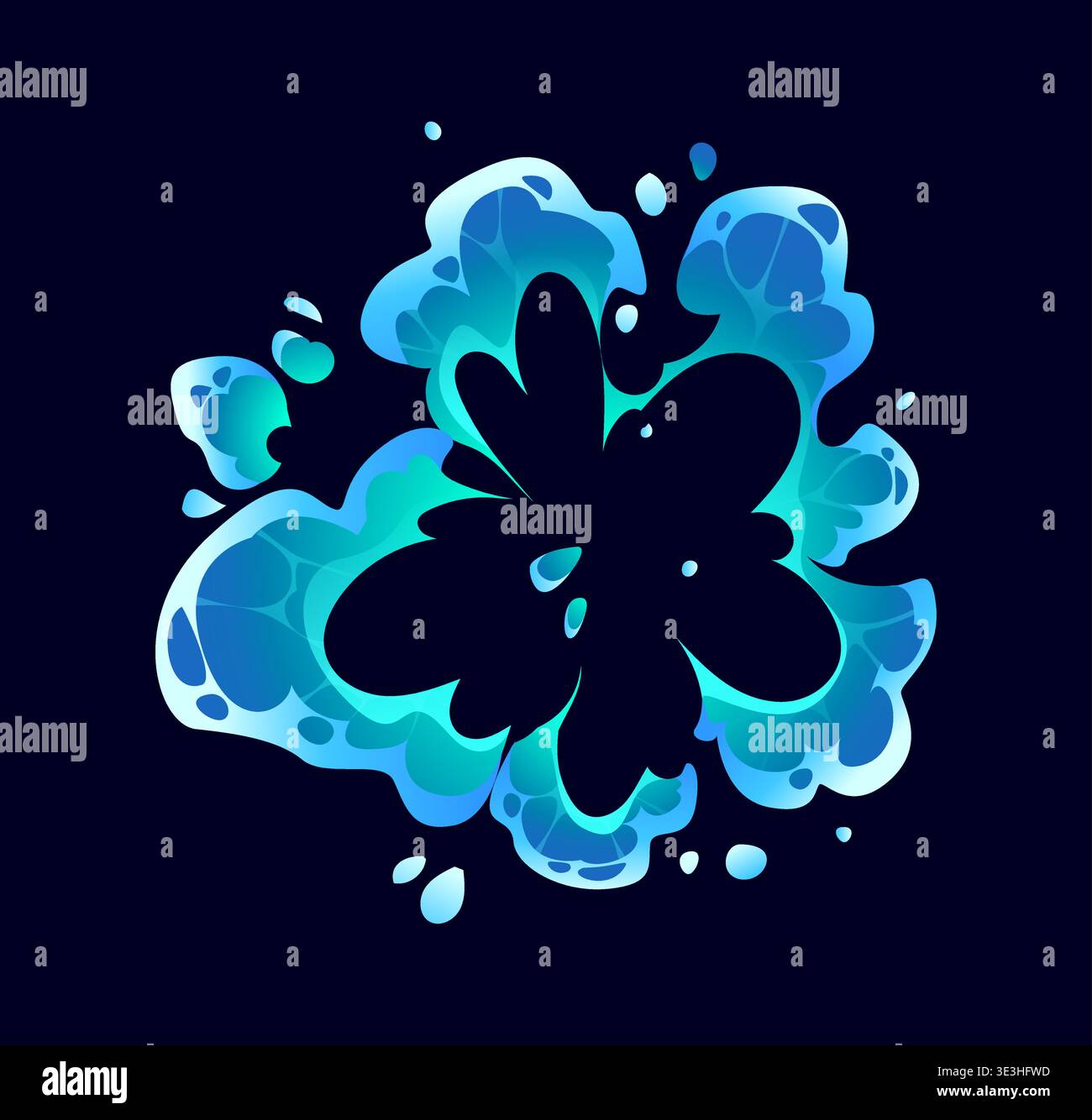 Cartoon blue water splash with dynamic drops Stock Vector