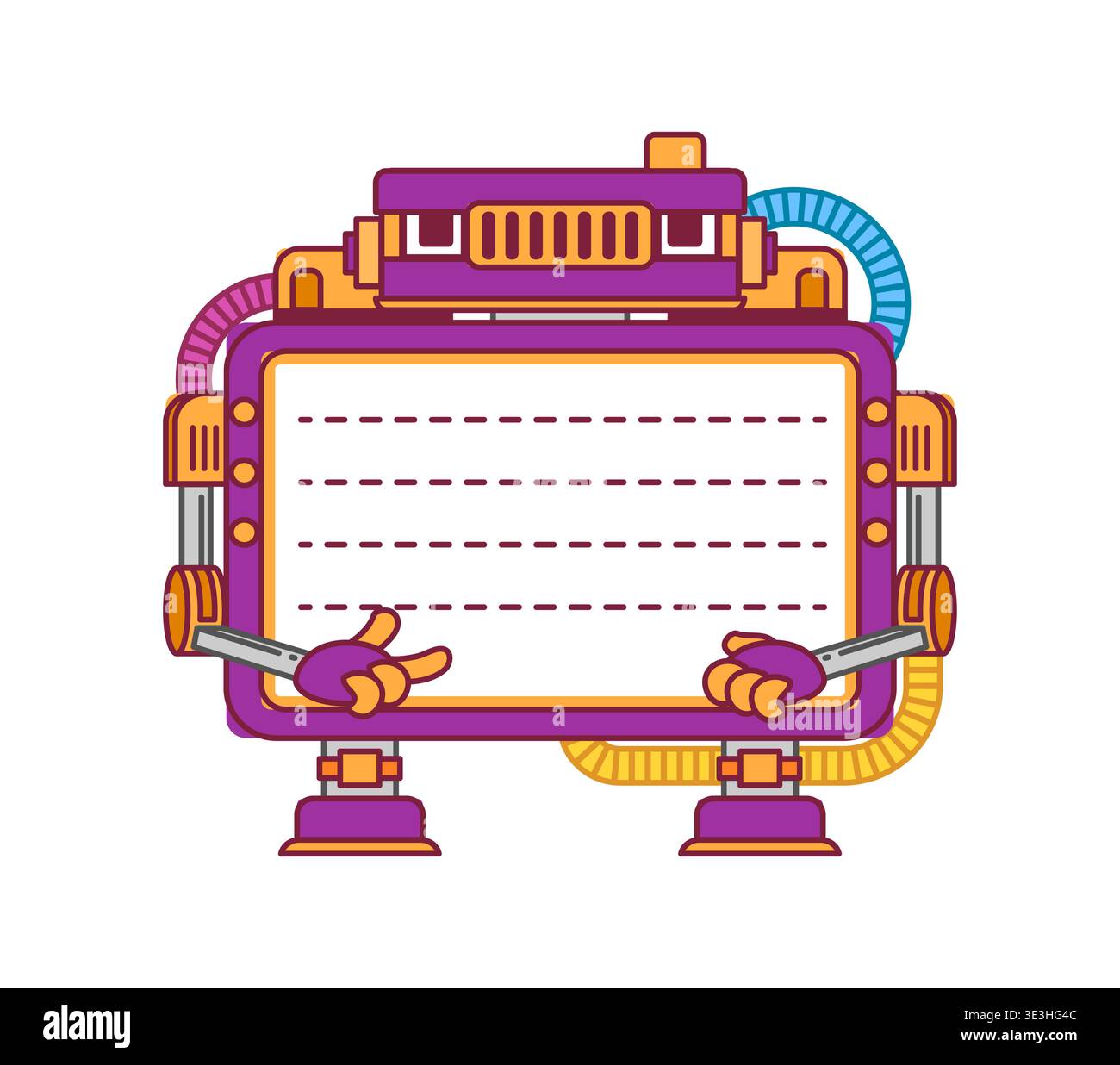 Robot and droid kids memo note frame border Stock Vector