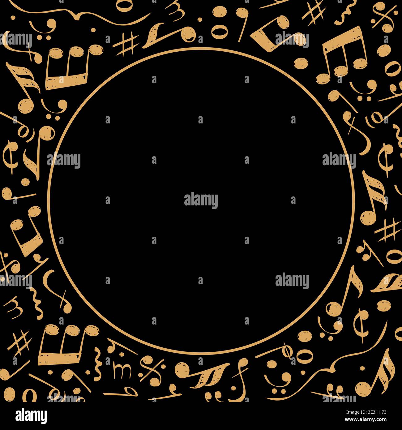 Musical notes. background in circle form with sound tools and hand drawn notes Stock Vector