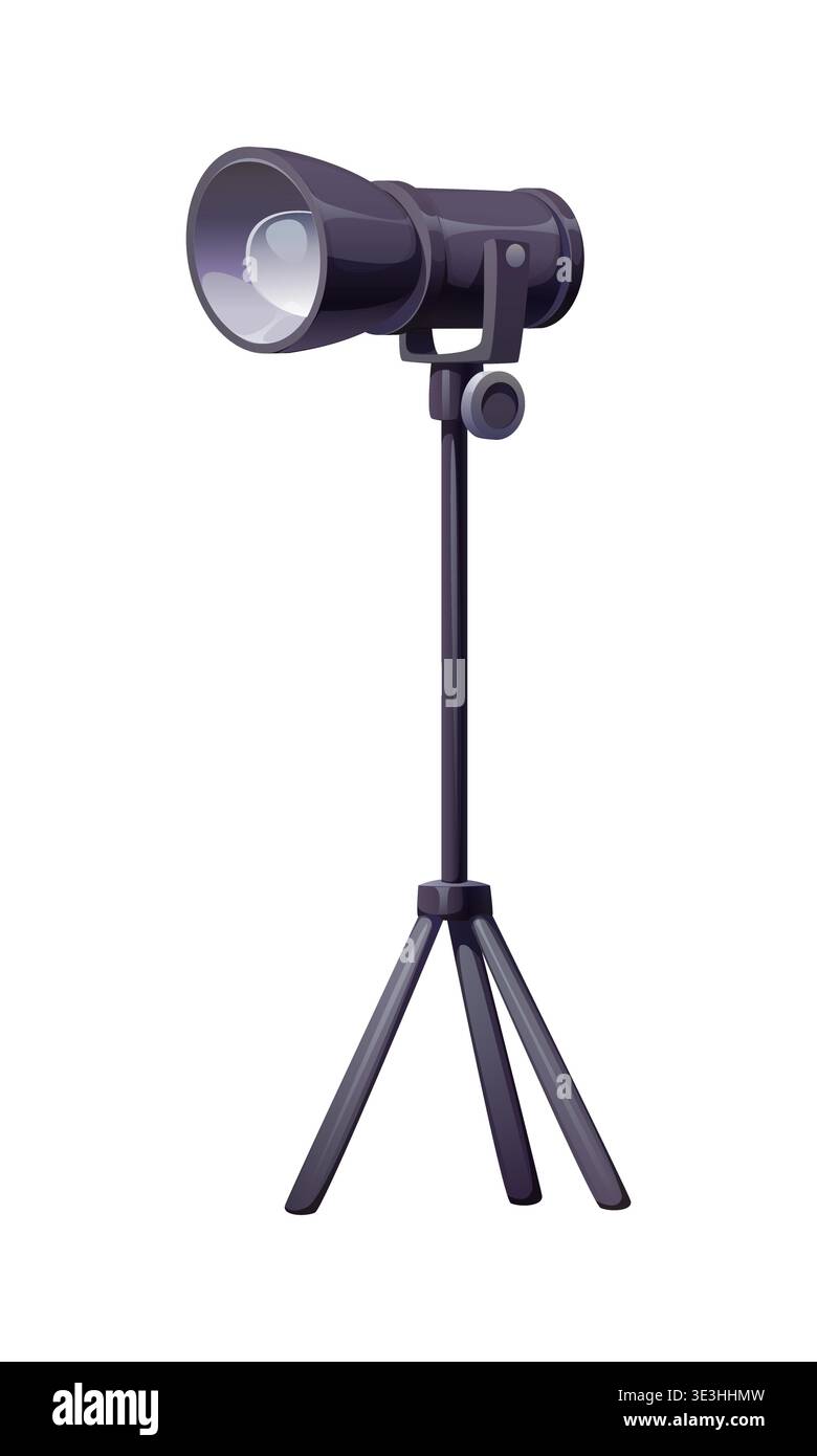 Cartoon studio spotlight mounted on a tall tripod Stock Vector