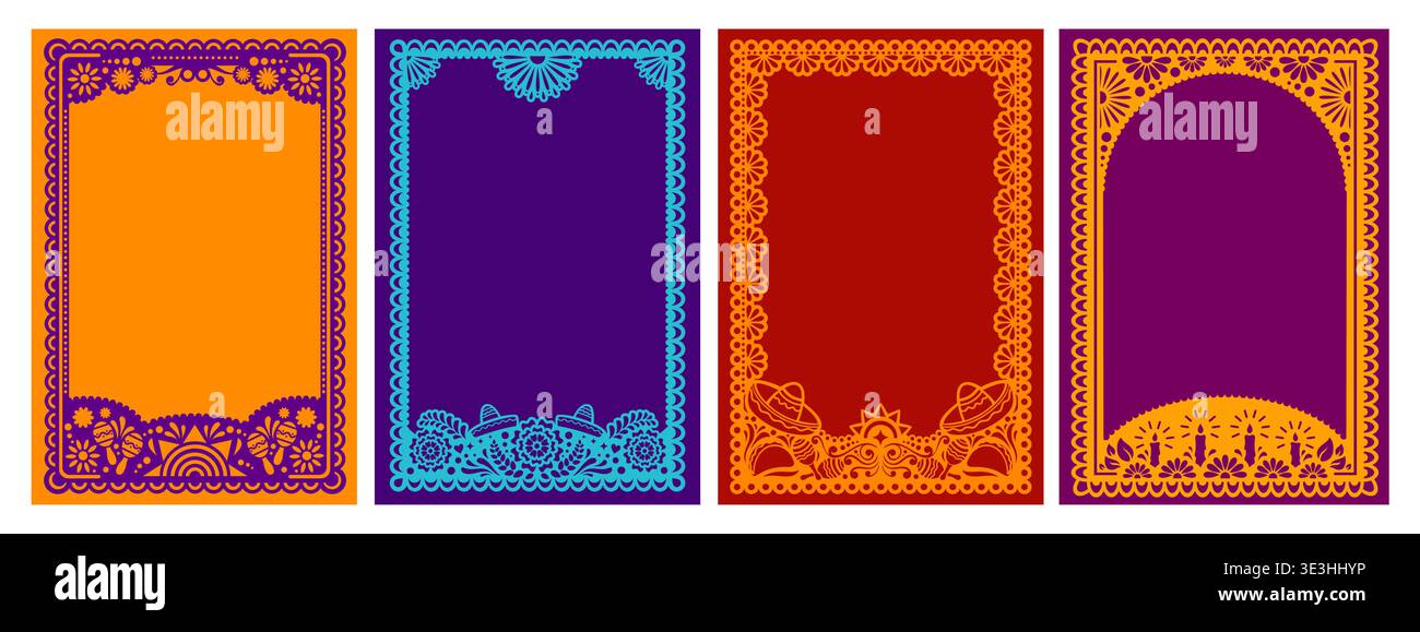 Mexican Cinco de Mayo holiday party frames Stock Vector