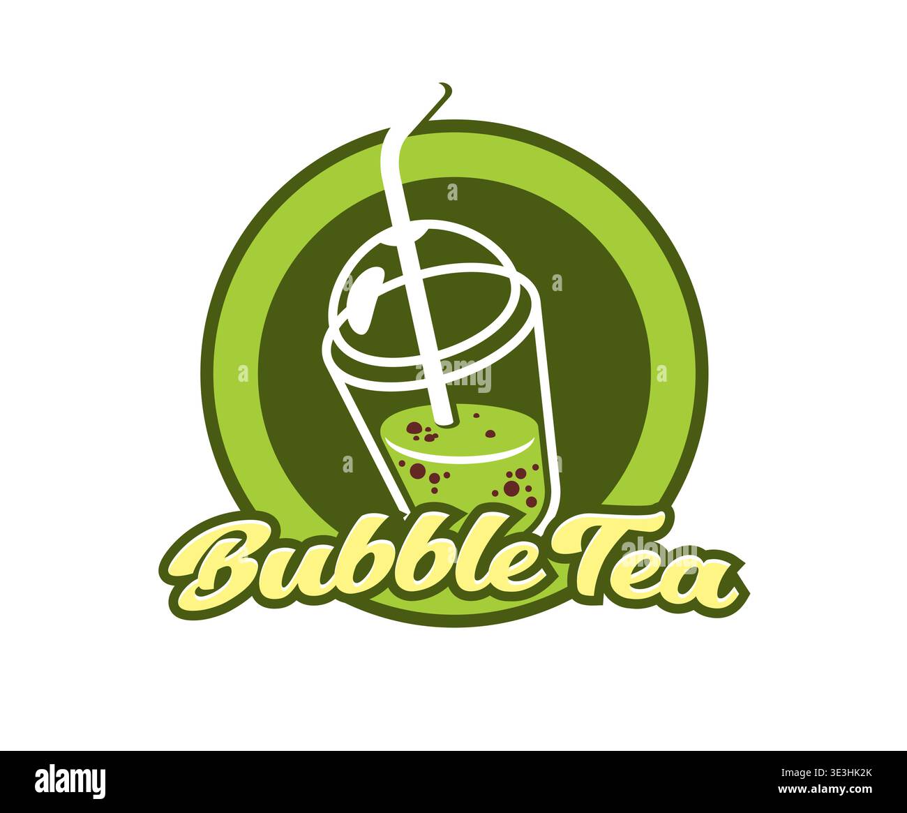 Boba milk bubble tea drink icon, matcha cup Stock Vector