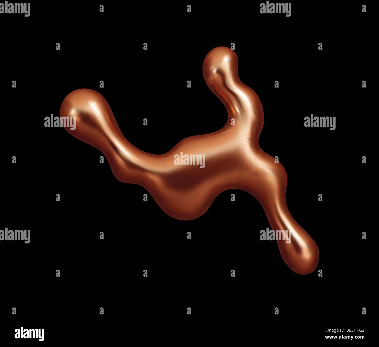 3D liquid copper metal blob or drop splash shape Stock Vector