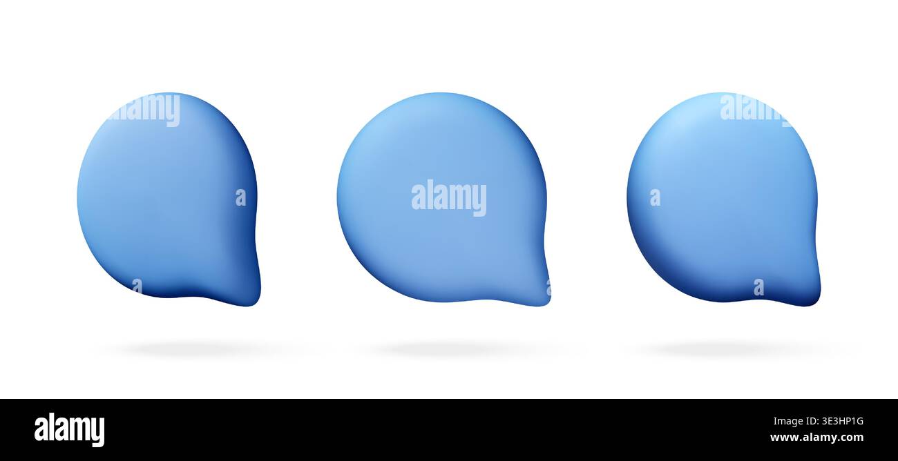 Three blue speech bubbles in 3d style. Stock Vector