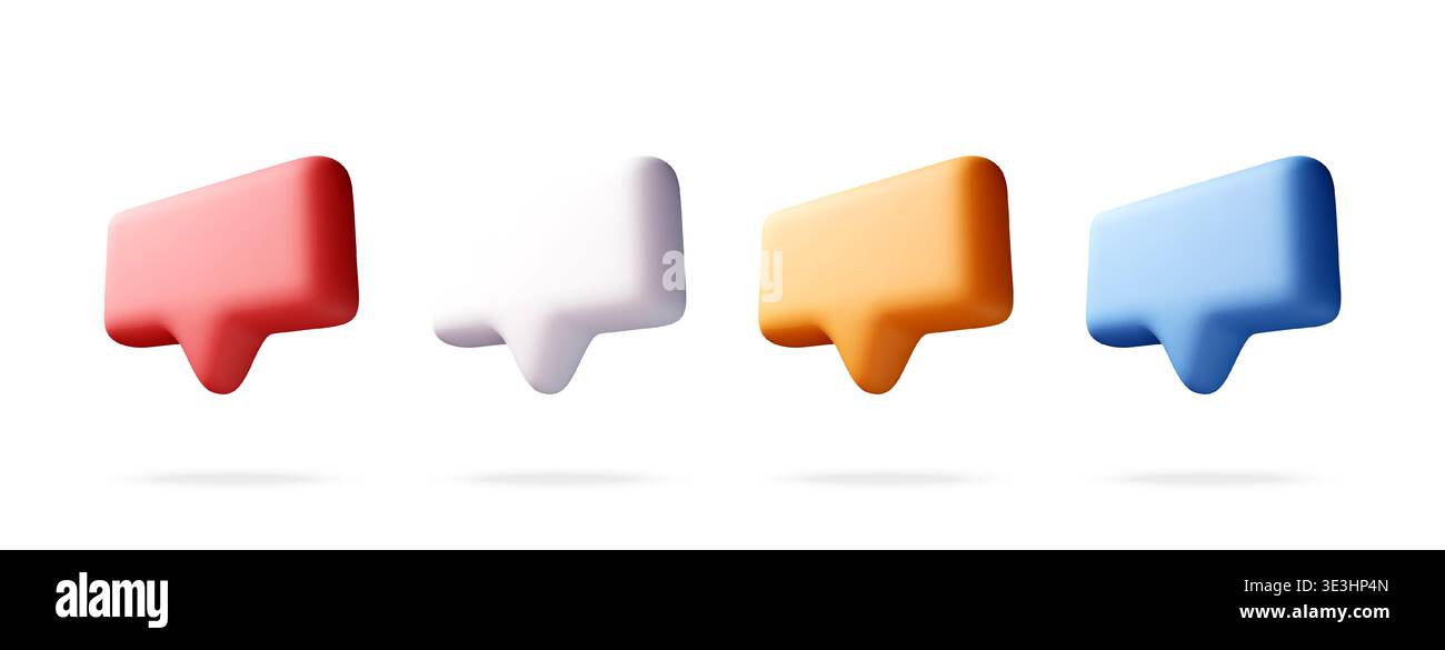 3D Set of colorful speech bubbles. Stock Vector