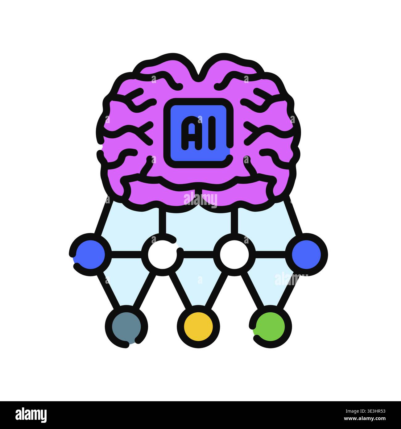 Deep Learning Icon Professional UI Symbol for Neural Network Architecture, Advanced Machine Learning and Complex Data Pattern Recognition. It represen Stock Vector