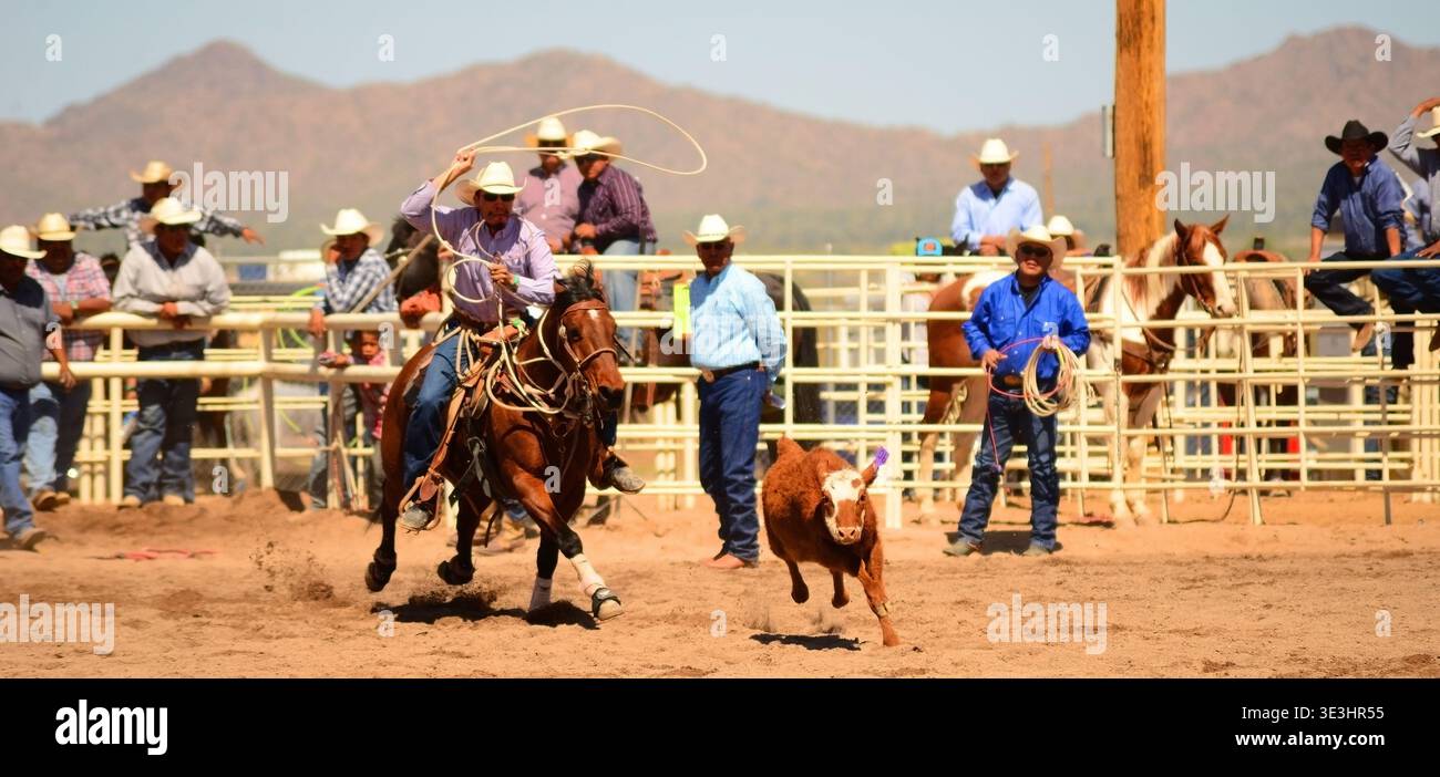 Reservation Rodeo Rodeo Cowboy competition Sacaton, Arizona United States Gila River ...