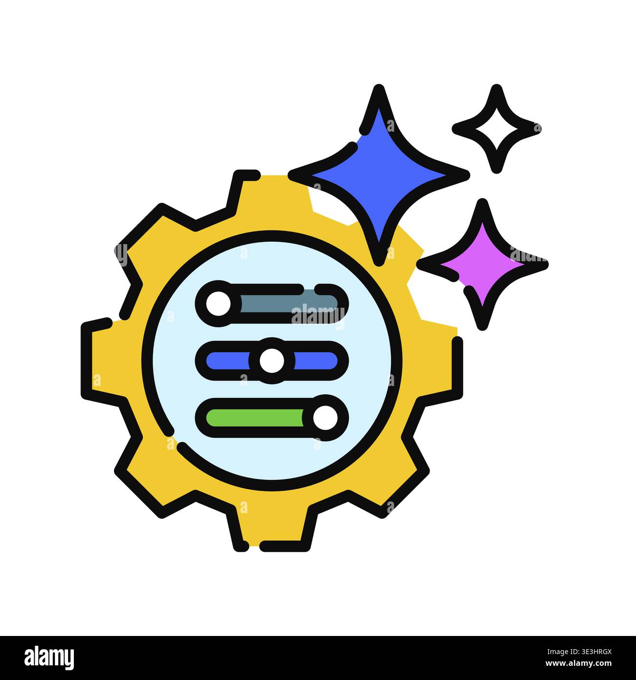Fine Tuning Icon Professional UI Symbol for AI Model Optimization, Machine Learning Refinement and Specialized Data Adaptation. It represents the proc Stock Vector