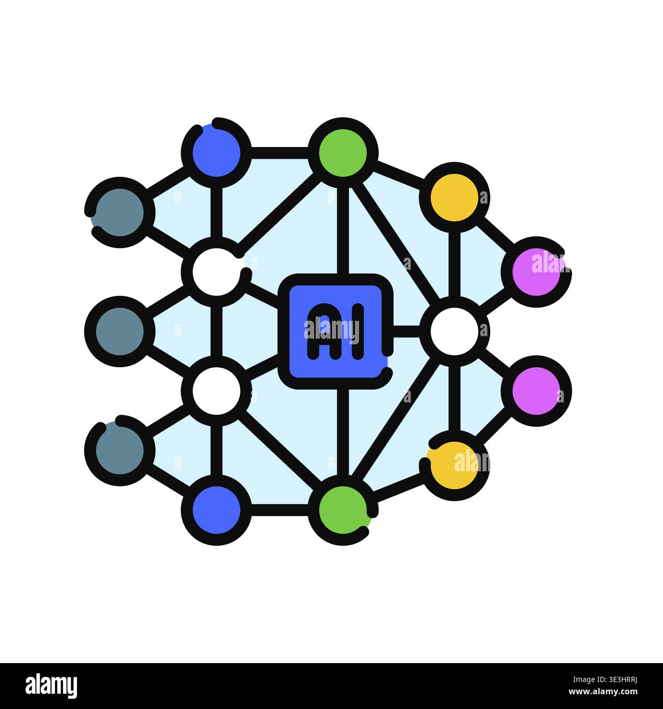 Neural Network Icon Professional UI Symbol for Artificial Intelligence Architecture, Synaptic Connection Data and Machine Learning Systems. It represe Stock Vector